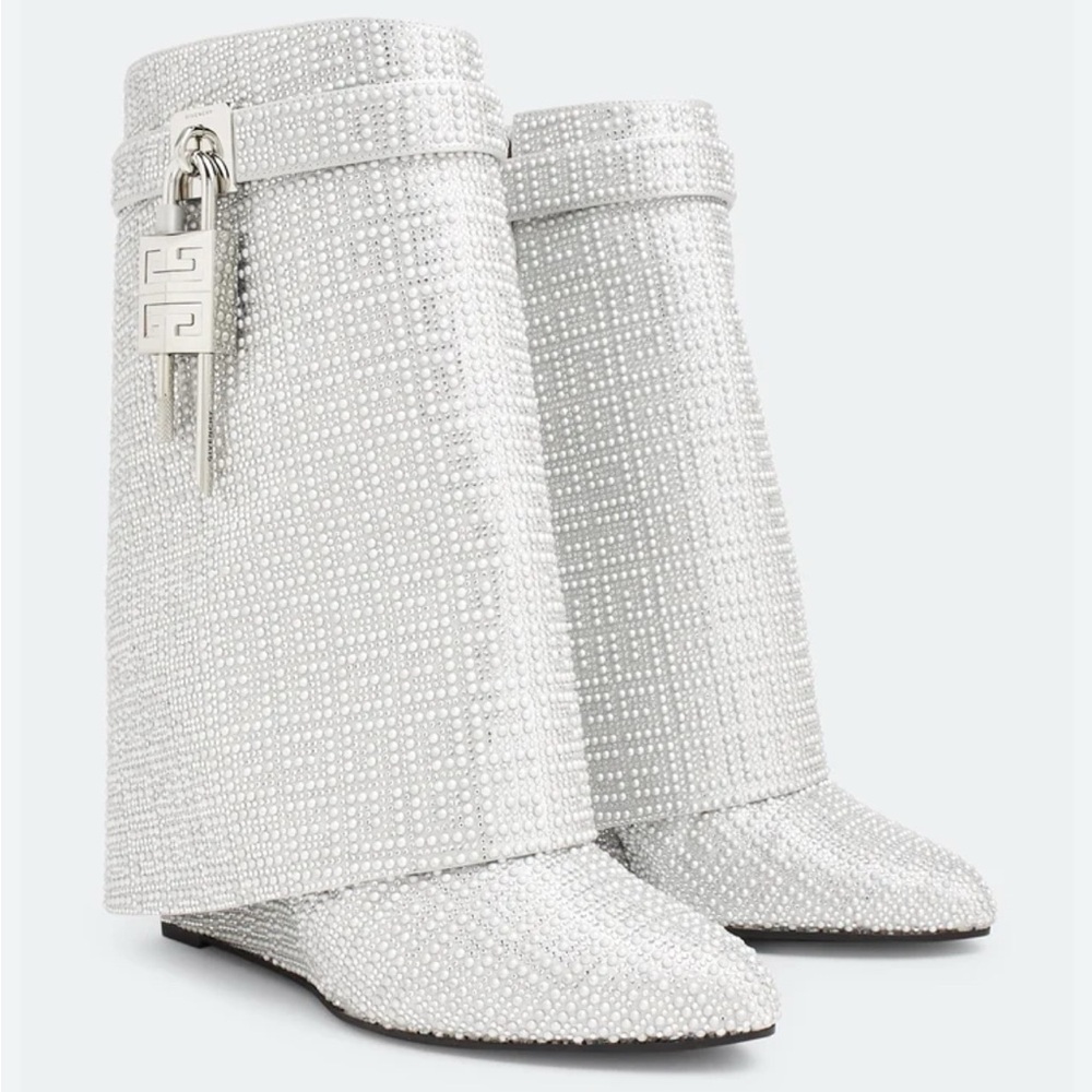 Givenchy NWT Silvery Pearl Stud Ankle Shark Boots